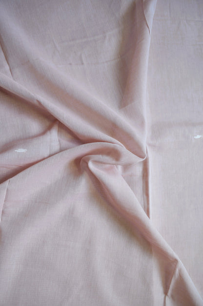 Peach Buttery Mul Cotton Bengal Muslin Handloom Saree