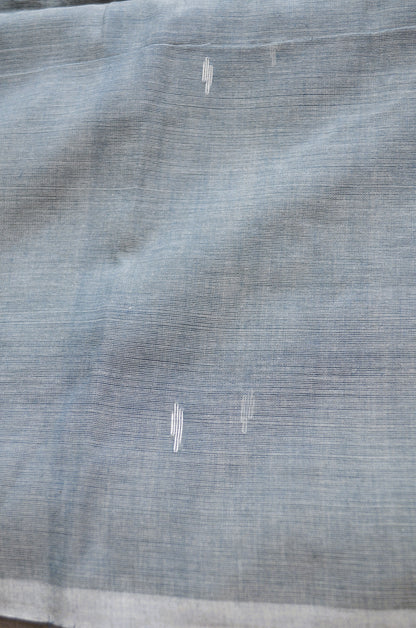 Steel Buttery Mul Cotton Bengal Muslin Handloom Saree