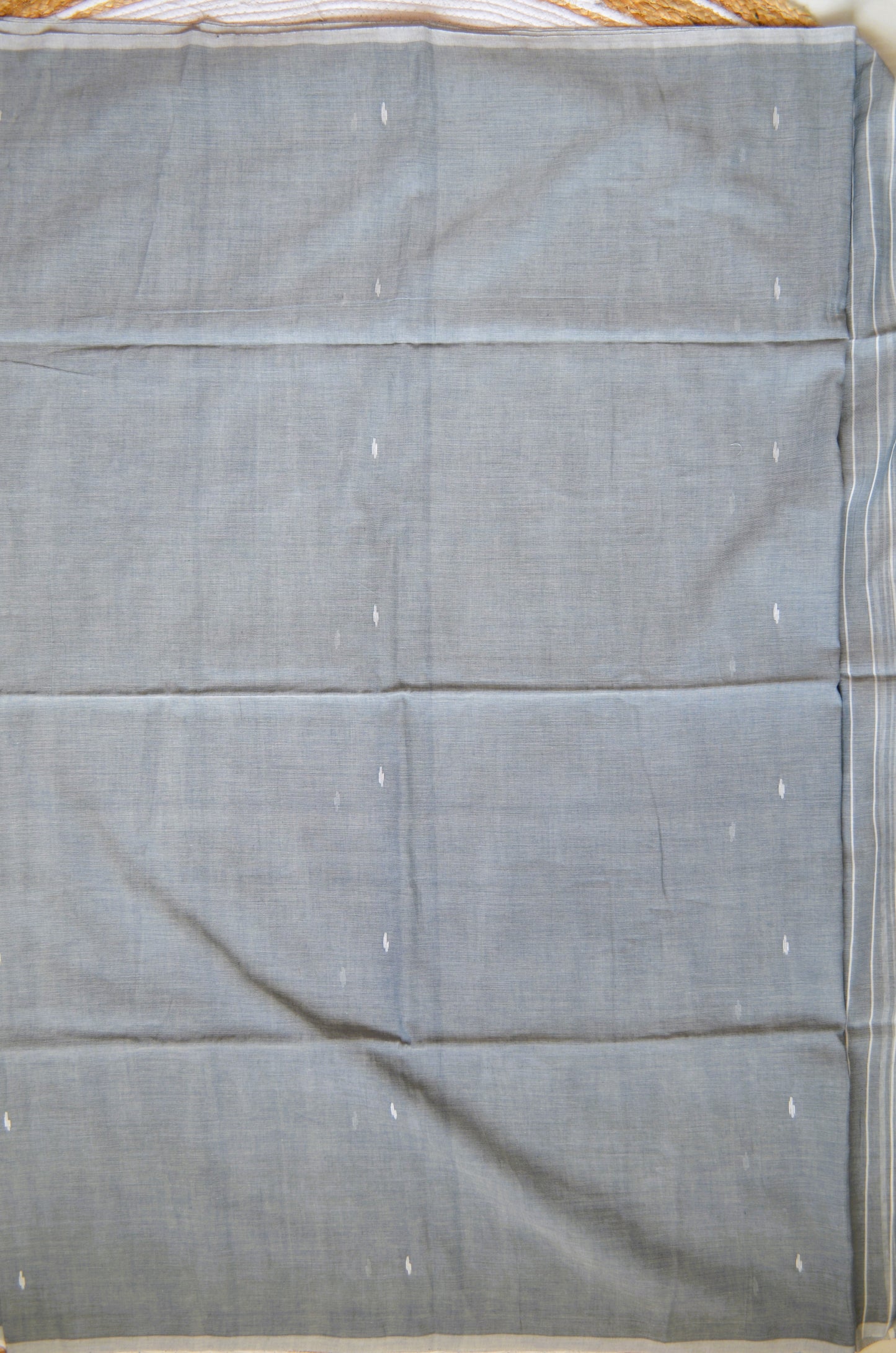 Steel Buttery Mul Cotton Bengal Muslin Handloom Saree