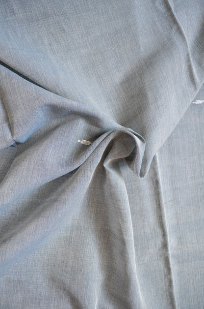 Steel Buttery Mul Cotton Bengal Muslin Handloom Saree