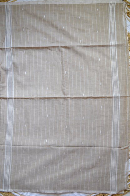 Cinnamon Buttery Mul Cotton Bengal Muslin Handloom Saree