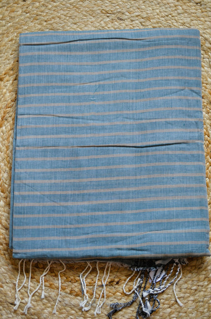 Bottle Green Buttery Mul Cotton Bengal Muslin Handloom Saree