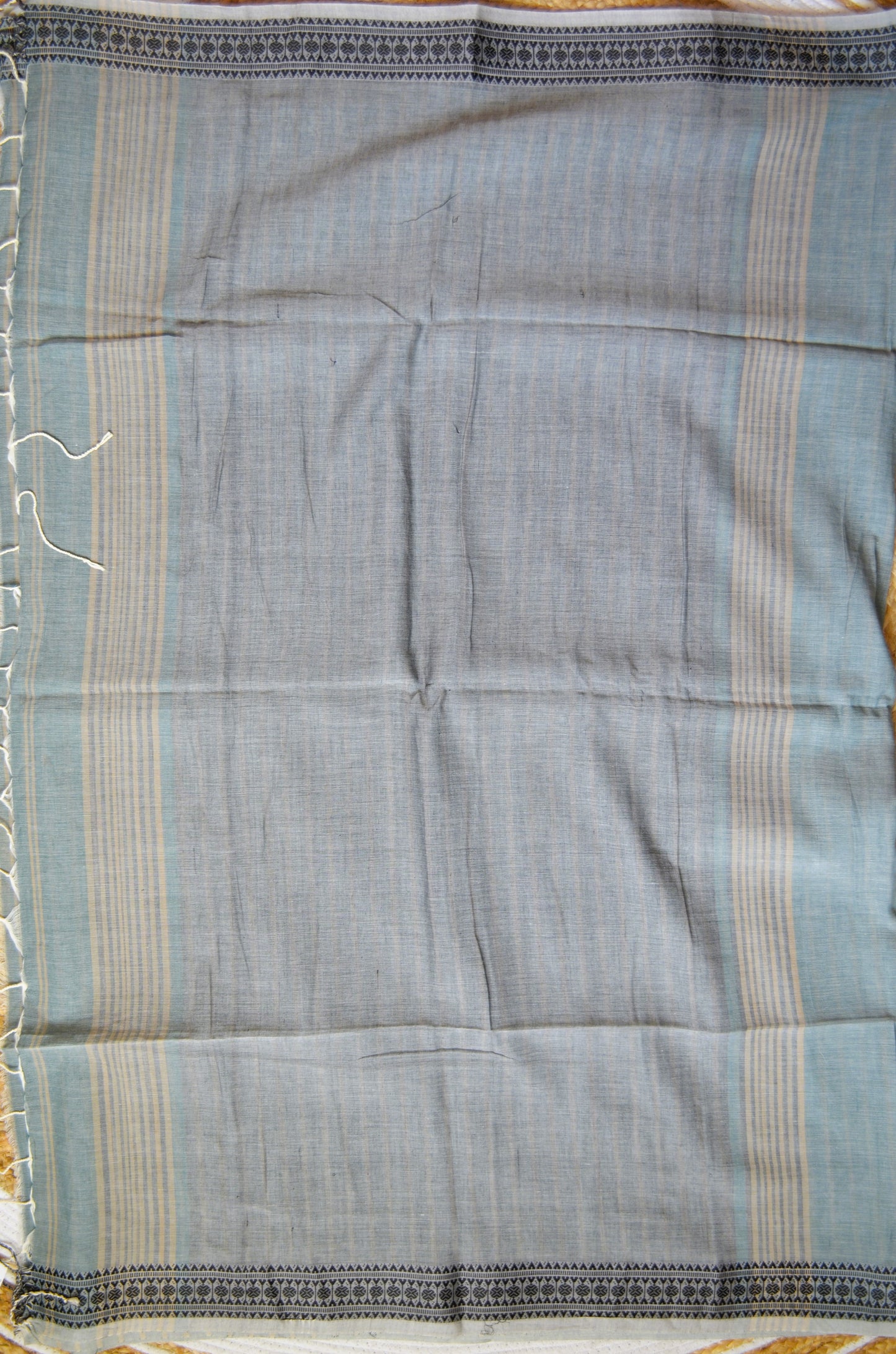 Bottle Green Buttery Mul Cotton Bengal Muslin Handloom Saree
