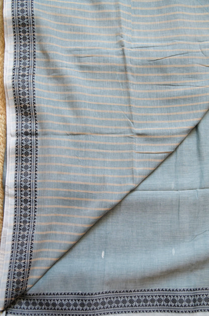 Bottle Green Buttery Mul Cotton Bengal Muslin Handloom Saree
