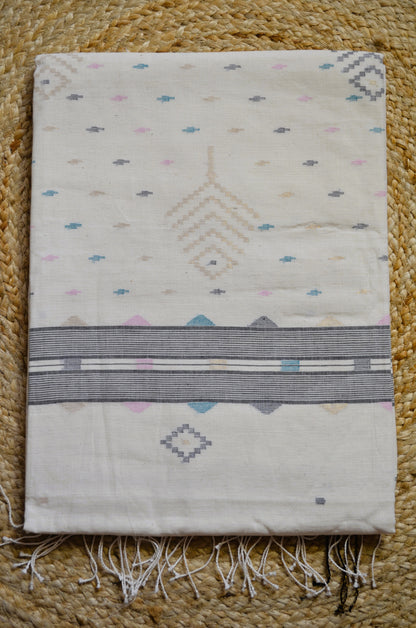 Off White Bengal Jamdani Handloom Saree