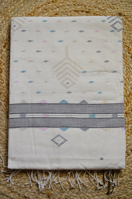 Off White Bengal Jamdani Handloom Saree