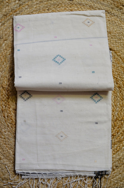 Off White Bengal Jamdani Handloom Saree