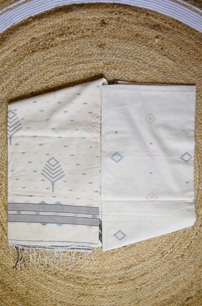 Off White Bengal Jamdani Handloom Saree