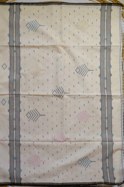 Off White Bengal Jamdani Handloom Saree