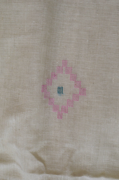 Off White Bengal Jamdani Handloom Saree