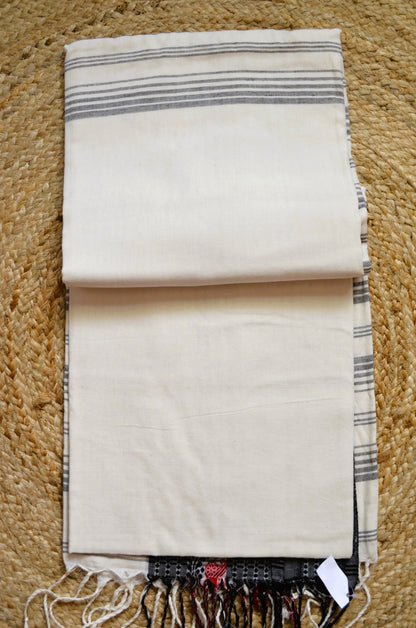 Off White Bengal Tangail Handloom Saree