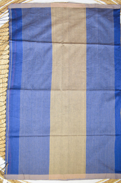 Navy Buttery Mul Cotton Bengal Muslin Ghicha Handloom Saree