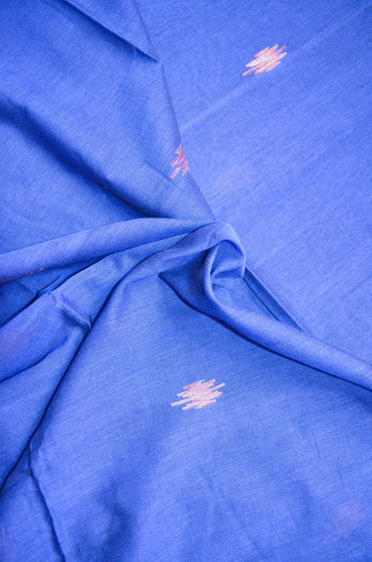 Navy Buttery Mul Cotton Bengal Muslin Ghicha Handloom Saree