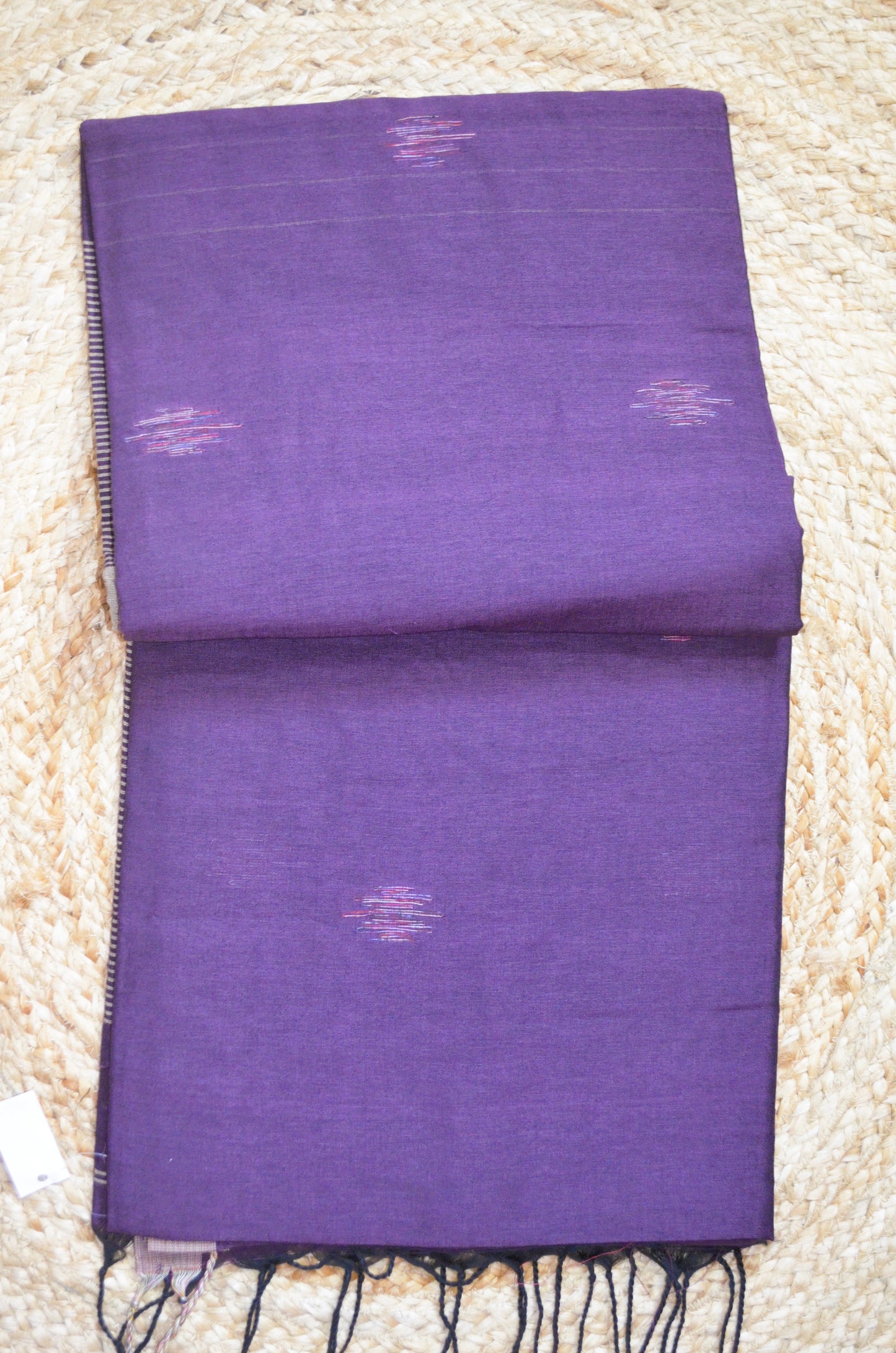 Purple Buttery Mul Cotton Bengal Muslin Ghicha Handloom Saree