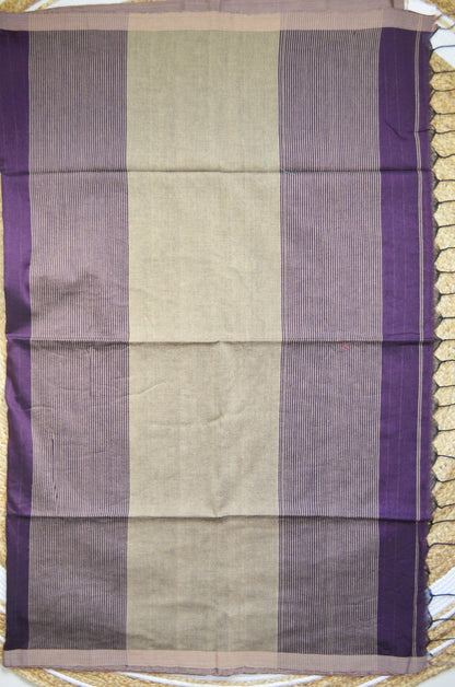 Purple Buttery Mul Cotton Bengal Muslin Ghicha Handloom Saree