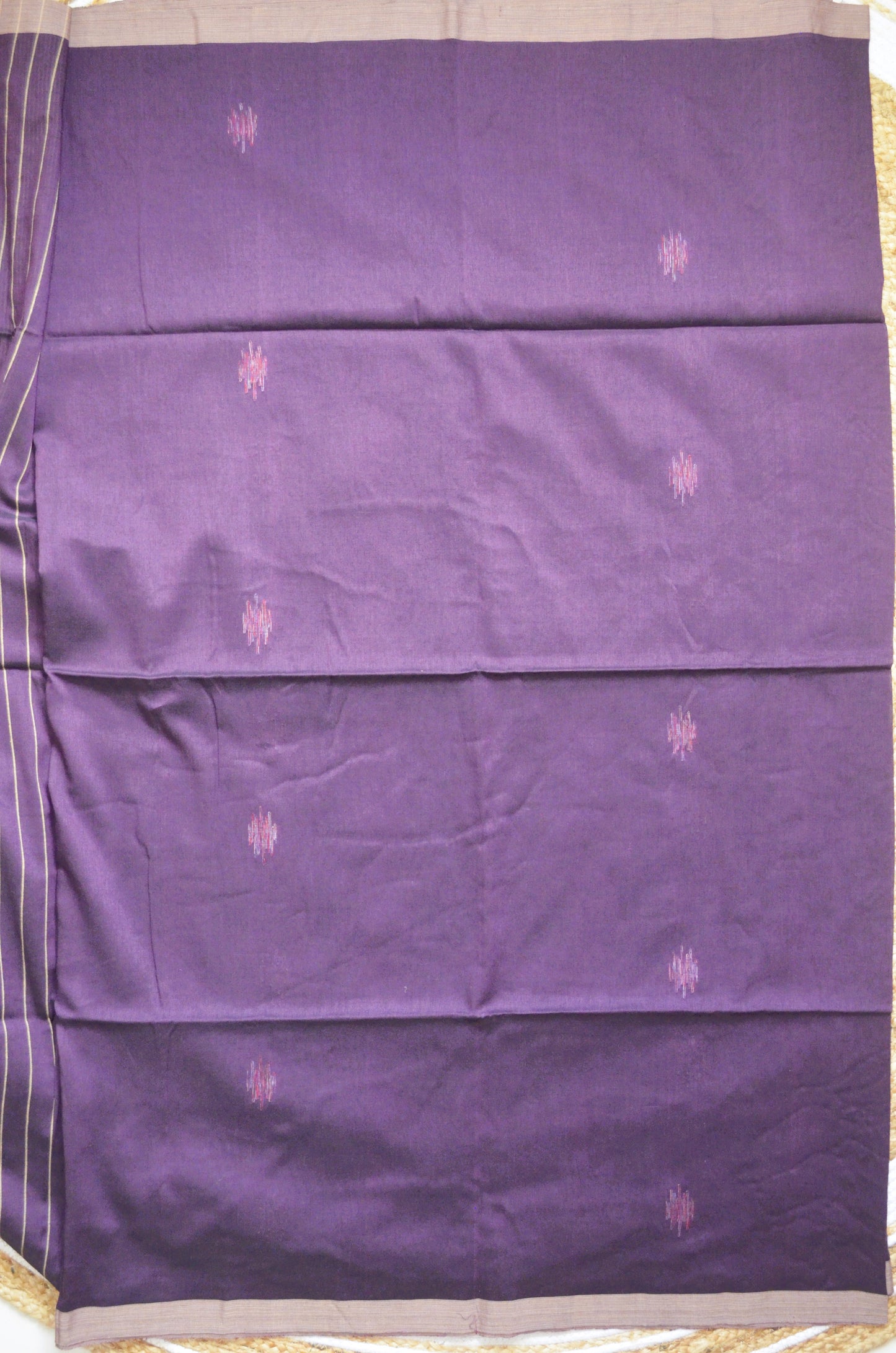 Purple Buttery Mul Cotton Bengal Muslin Ghicha Handloom Saree