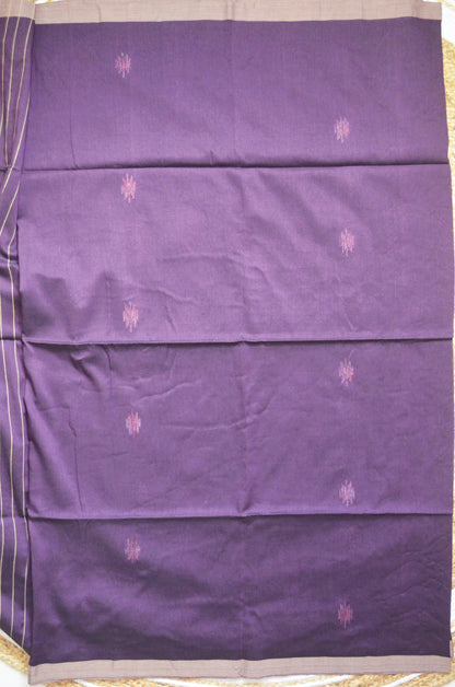 Purple Buttery Mul Cotton Bengal Muslin Ghicha Handloom Saree