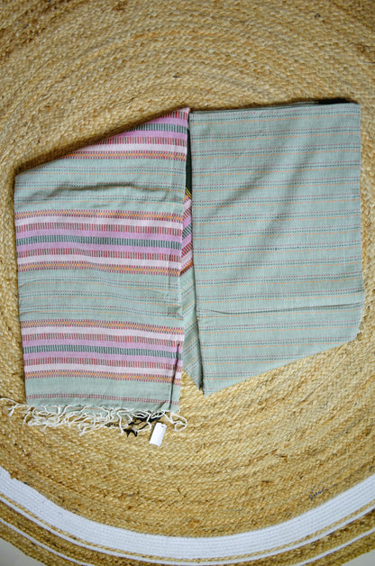 Seafoam Buttery Mul Cotton Bengal Muslin Kantha Handloom Saree