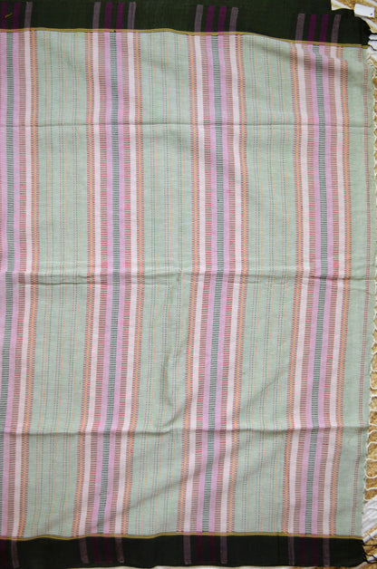 Seafoam Buttery Mul Cotton Bengal Muslin Kantha Handloom Saree