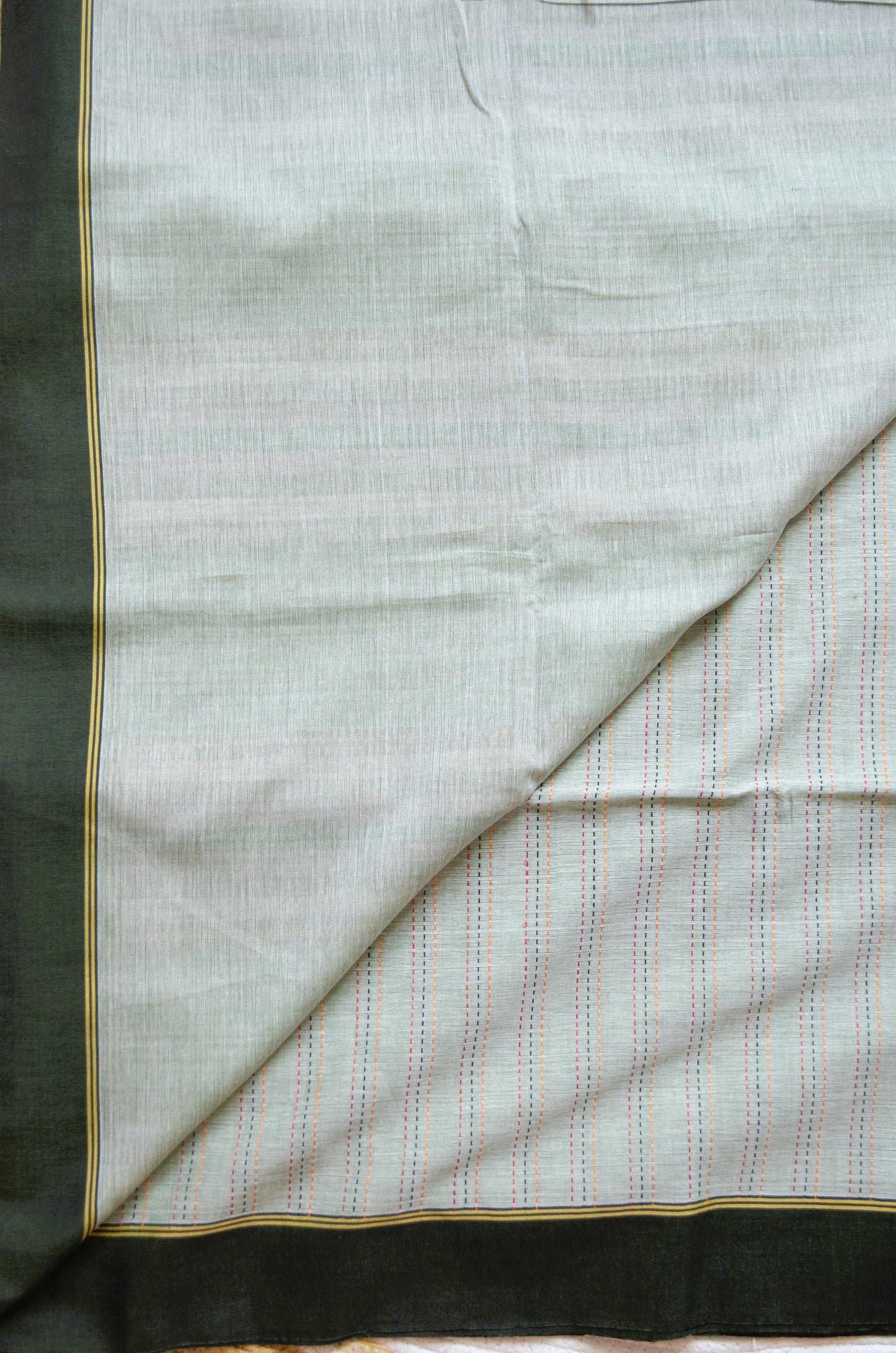 Seafoam Buttery Mul Cotton Bengal Muslin Kantha Handloom Saree