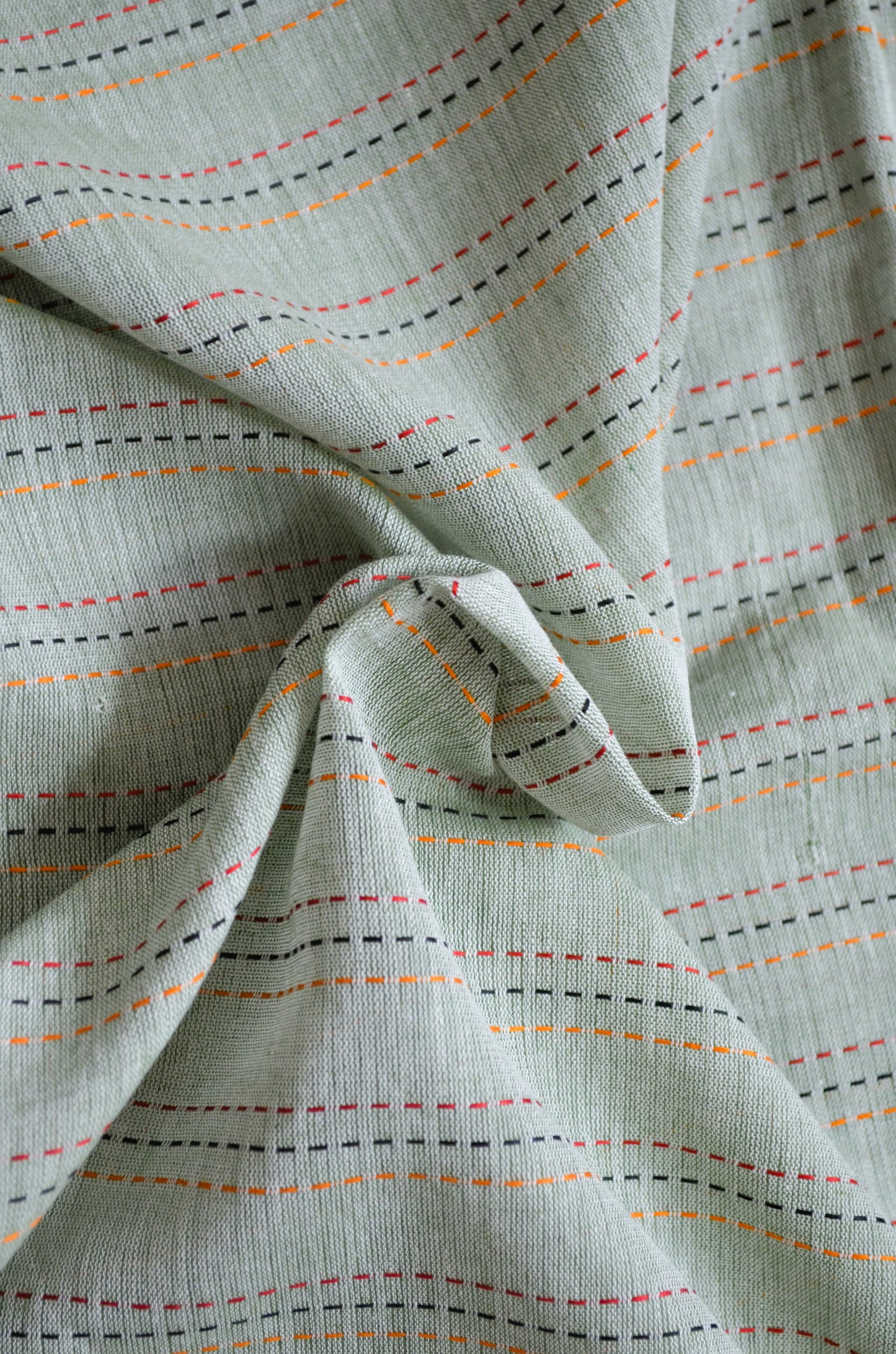 Seafoam Buttery Mul Cotton Bengal Muslin Kantha Handloom Saree
