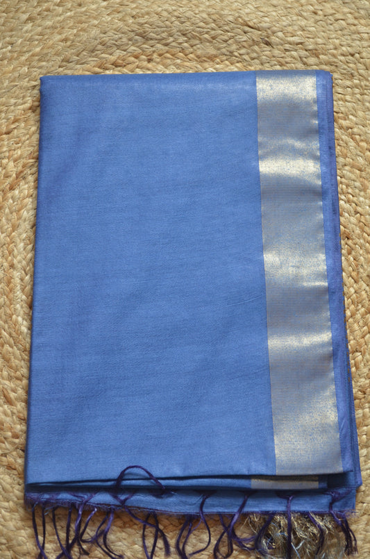 Indigo Blue Vegan Tussar Silk Handloom Saree