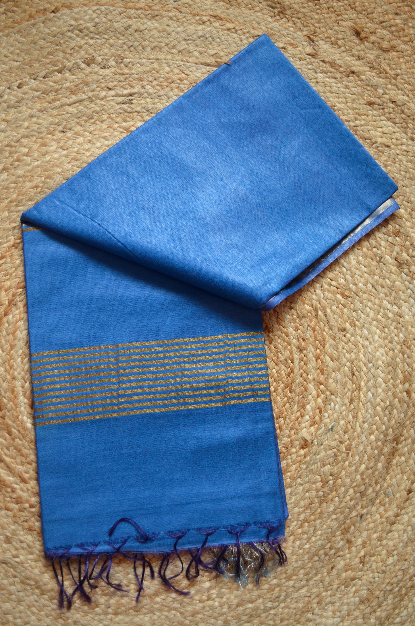 Indigo Blue Vegan Tussar Silk Handloom Saree