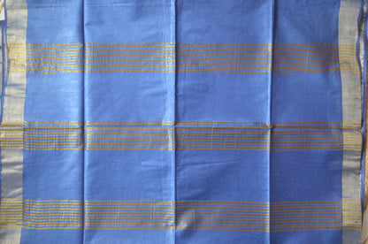 Indigo Blue Vegan Tussar Silk Handloom Saree