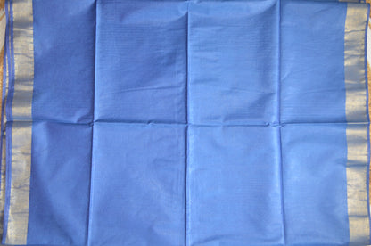 Indigo Blue Vegan Tussar Silk Handloom Saree