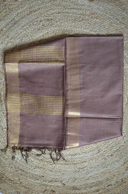 Brown Vegan Tussar Silk Handloom Saree