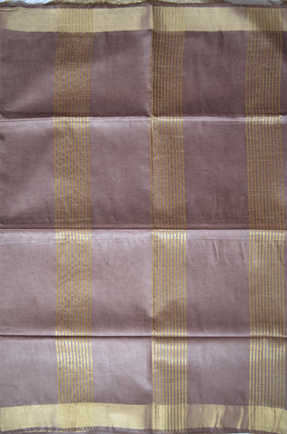 Brown Vegan Tussar Silk Handloom Saree