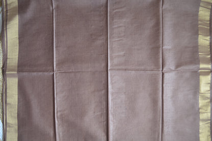 Brown Vegan Tussar Silk Handloom Saree