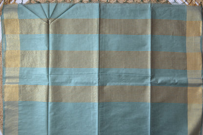 Bottle Green Vegan Tussar Silk Handloom Saree