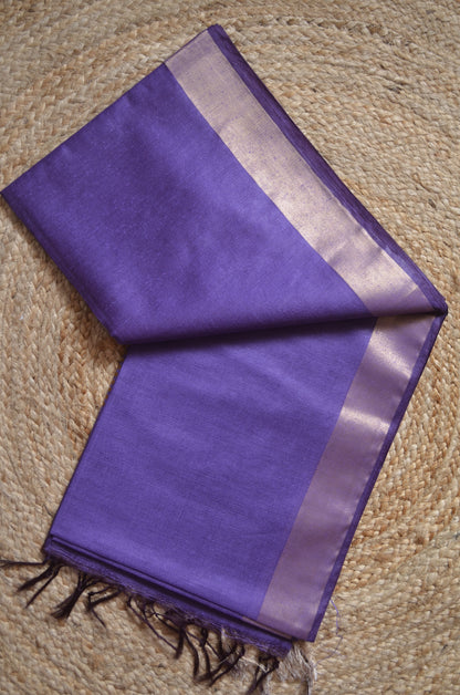 Purple Vegan Tussar Silk Handloom Saree