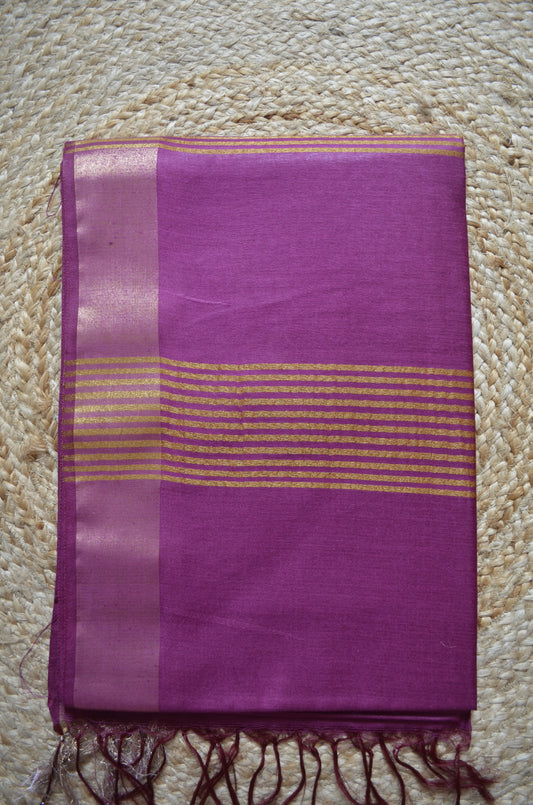 Magenta Vegan Tussar Silk Handloom Saree