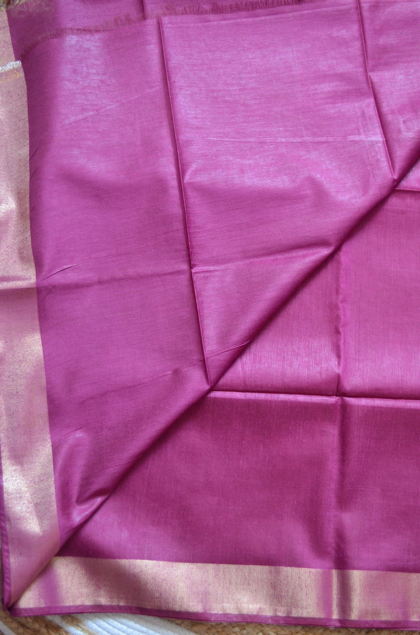 Magenta Vegan Tussar Silk Handloom Saree