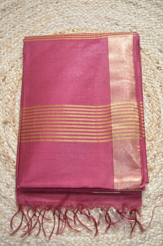 Red Vegan Tussar Silk Handloom Saree