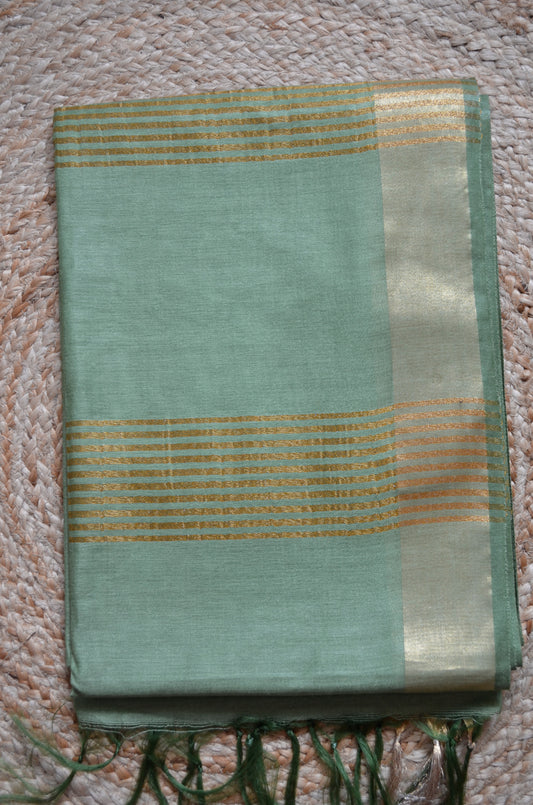 Olive Vegan Tussar Silk Handloom Saree