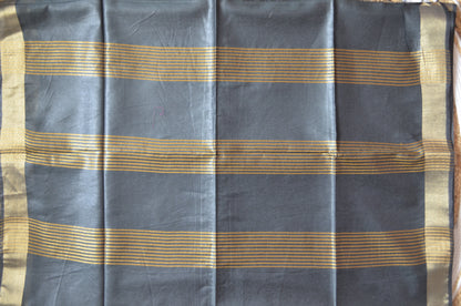 Black Vegan Tussar Silk Handloom Saree