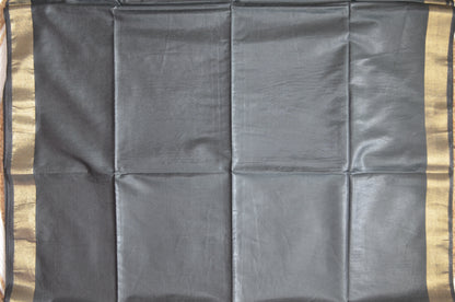 Black Vegan Tussar Silk Handloom Saree