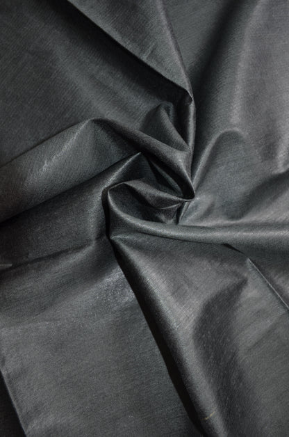 Black Vegan Tussar Silk Handloom Saree