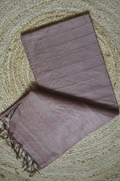 Brown Contemporary Thread Work Vegan Silk Handloom Saree