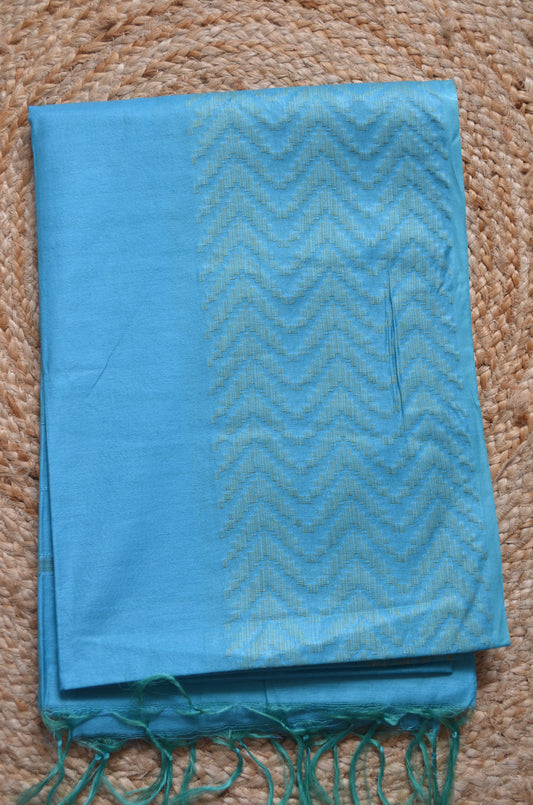 Teal Contemporary Thread Work Vegan Silk Handloom Saree