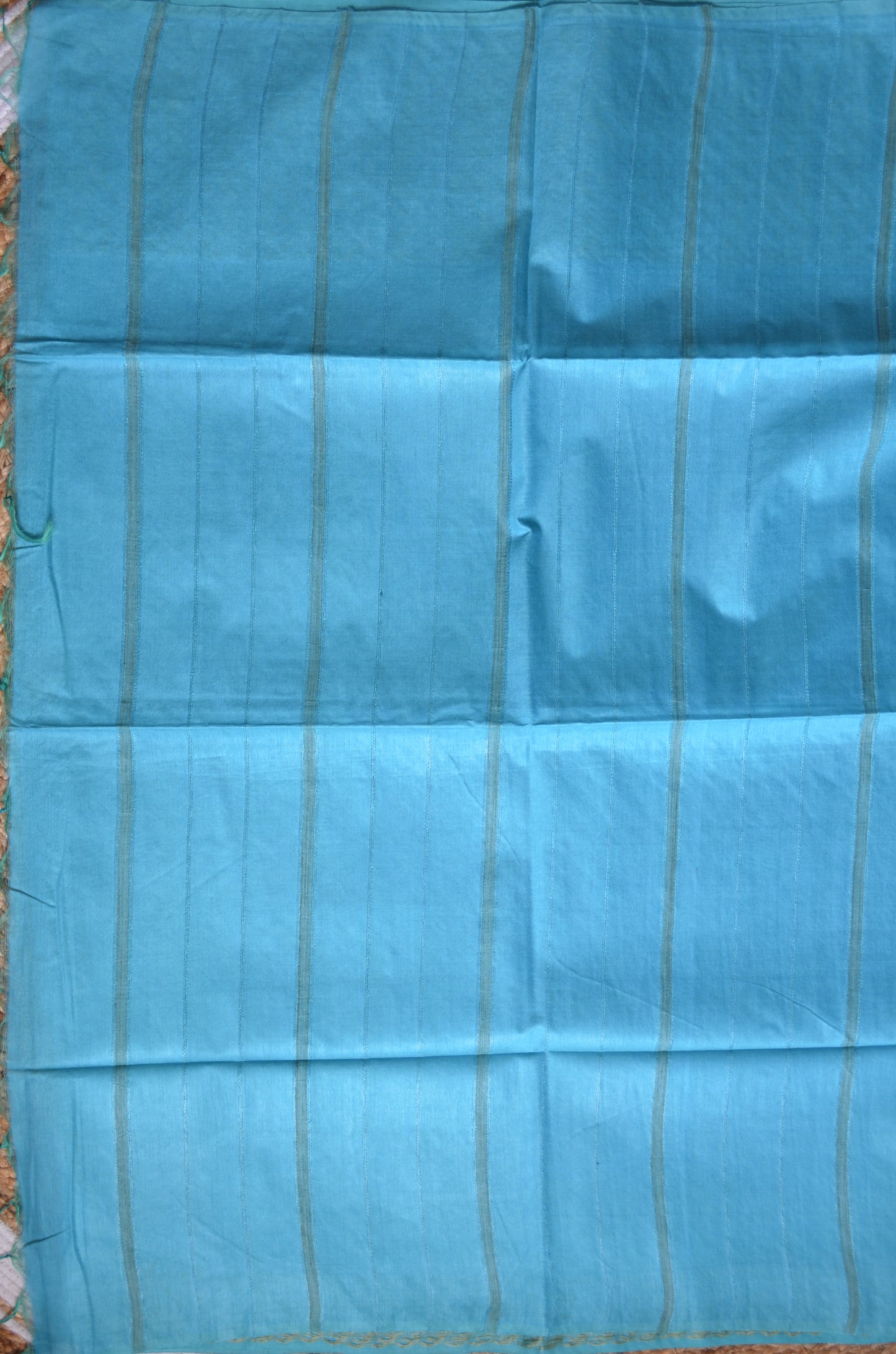 Teal Contemporary Thread Work Vegan Silk Handloom Saree