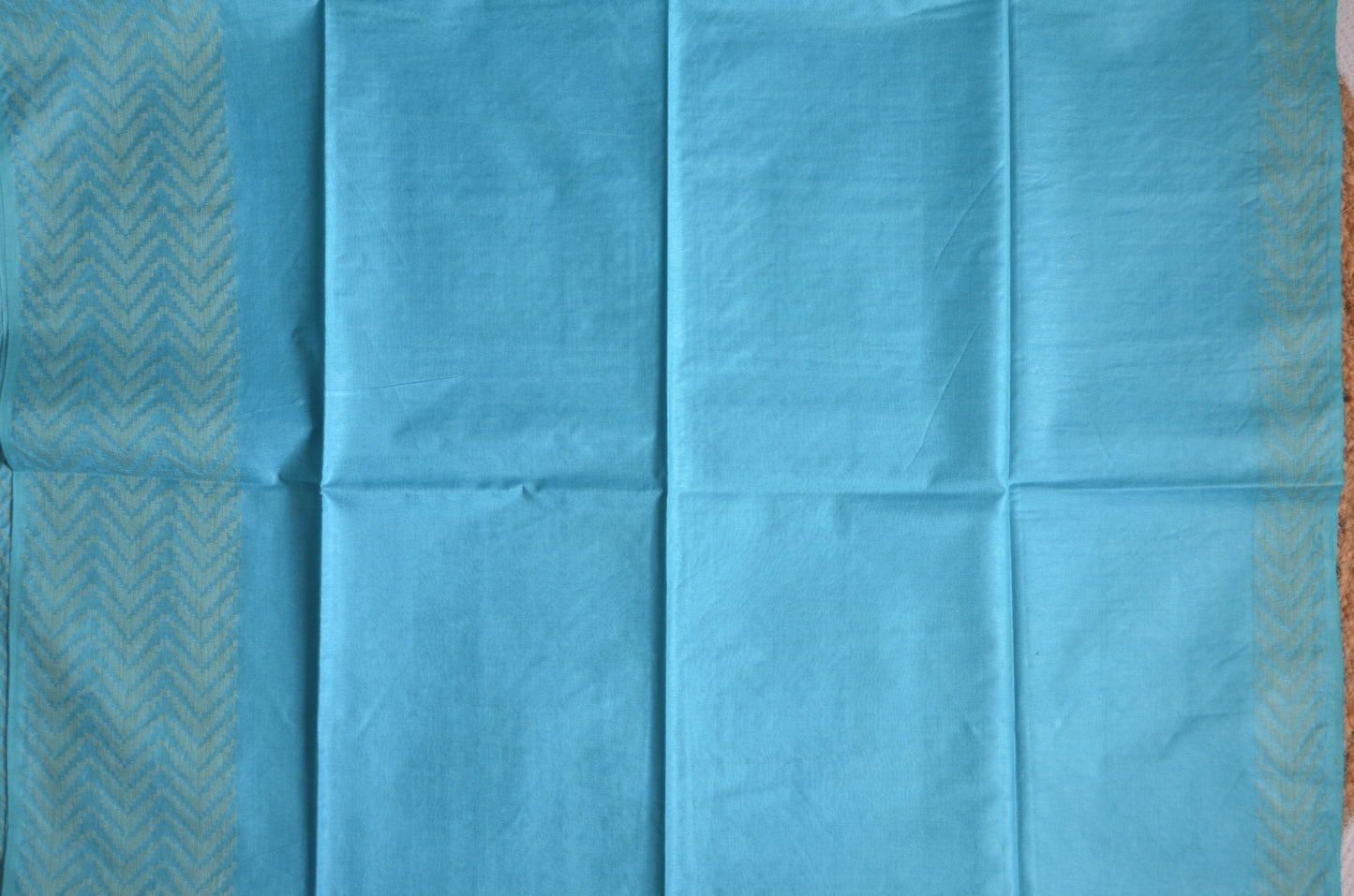 Teal Contemporary Thread Work Vegan Silk Handloom Saree