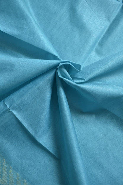Teal Contemporary Thread Work Vegan Silk Handloom Saree