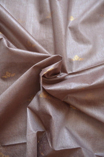 Brown Contemporary Zari Work Vegan Silk Handloom Saree