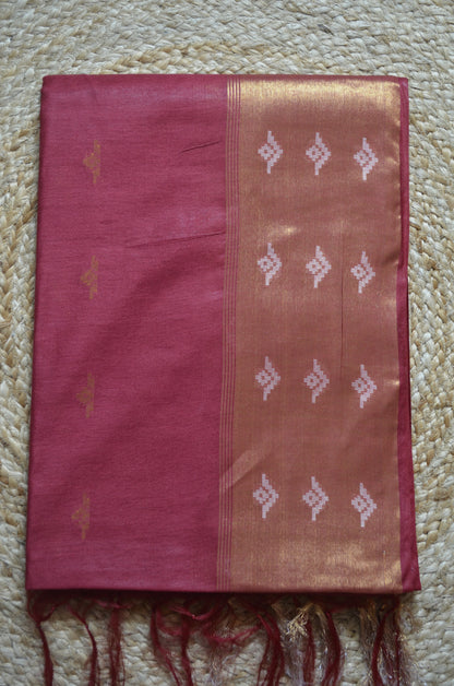 Maroon Contemporary Zari Work Vegan Silk Handloom Saree