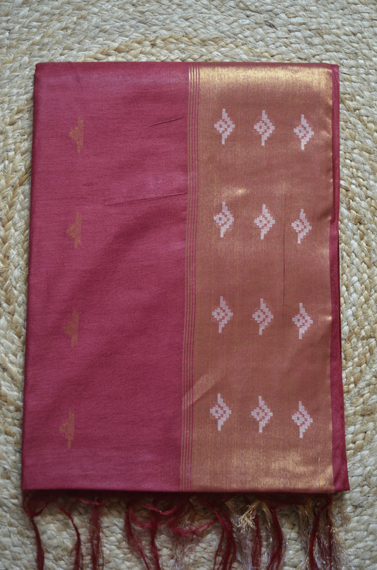 Maroon Contemporary Zari Work Vegan Silk Handloom Saree
