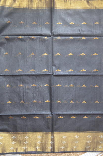 Black Contemporary Zari Work Vegan Silk Handloom Saree